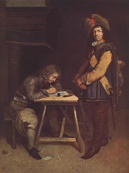 Gerard Ter Borch : Officer Writing A Letter